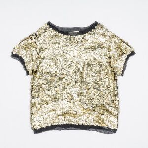 3.1 Phillip Lim Black and Gold Sequin Embellished Tee NWT